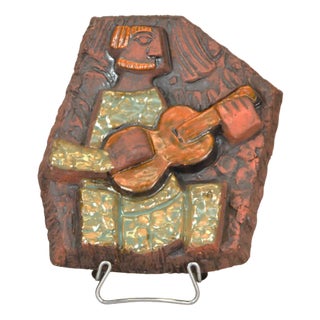 Guitarist Wall Plaque by Lars Bergsten, 1960s For Sale
