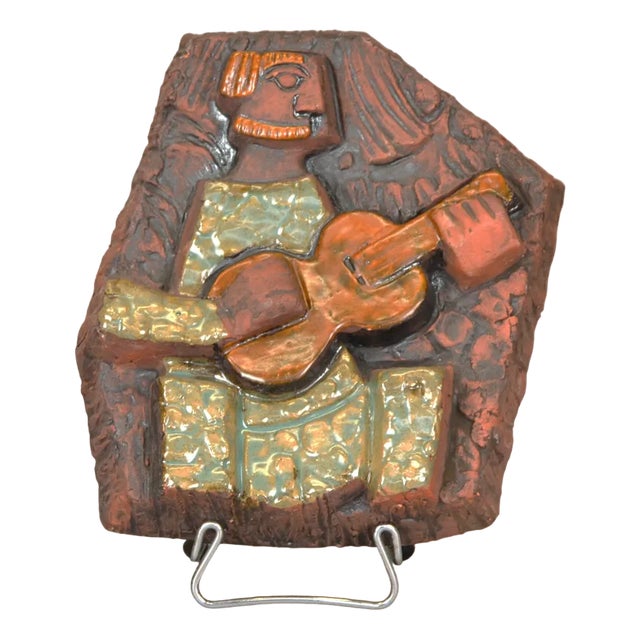 Guitarist Wall Plaque by Lars Bergsten, 1960s For Sale