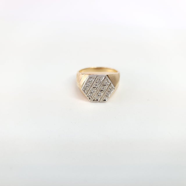 Contemporary Mens Pave Cluster Ring .20cttw 14k Two-Toned Gold, Size 12 For Sale - Image 3 of 4