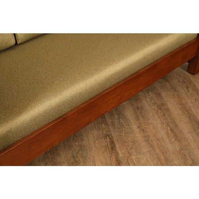 Brown Custom Quality Mission Style Oak Settle Sofa For Sale - Image 8 of 18