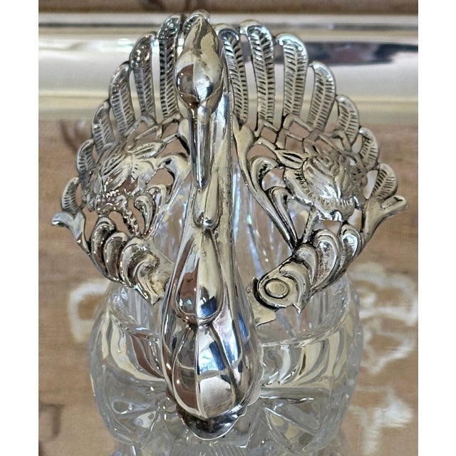 Early 20th Century Fabergé Inspired Sterling Silver & Crystal Swan For Sale - Image 9 of 12