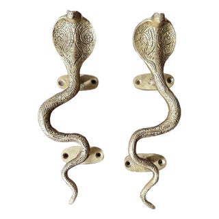 Hollywood Regency Gold Cobra Door Handles- A Pair For Sale