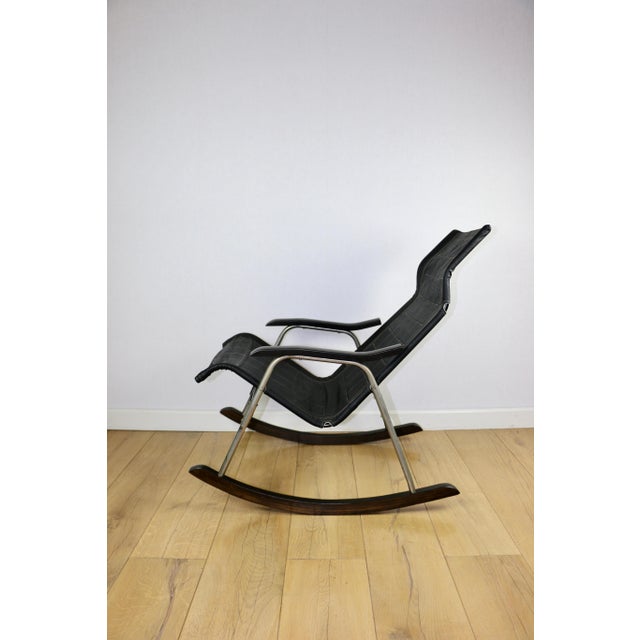 Black Vintage Folding Rocking Chair, 1960s For Sale - Image 8 of 13