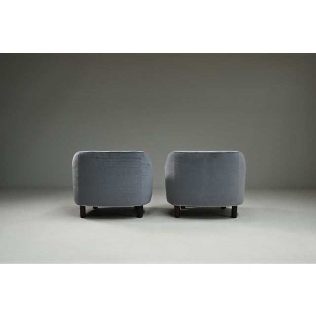 Ice Blue Mohair Lounge Chairs, Italy, 1950s, Set of 2 For Sale - Image 4 of 9