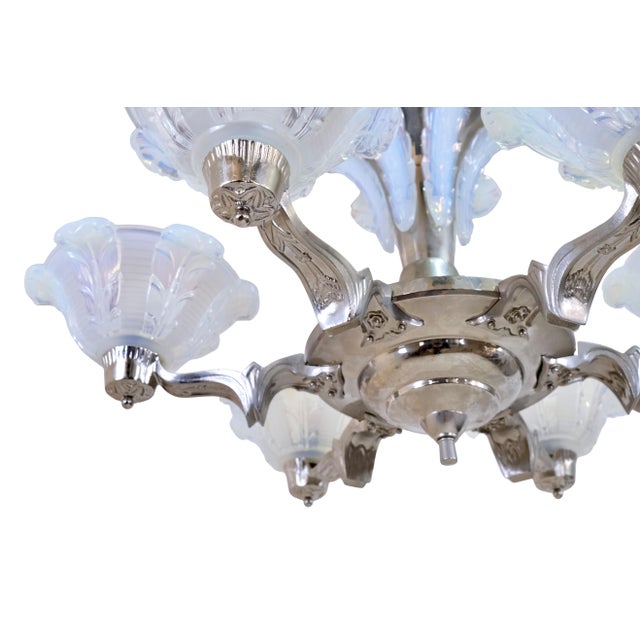 Silver Ceiling Lamp with Metal Mount, 1930s For Sale - Image 8 of 13