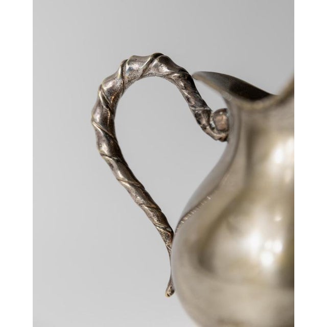 Vintage Hammered Silver Plated Creamer with Twisted Handle by Calegaro Padua, 1920s For Sale - Image 3 of 12