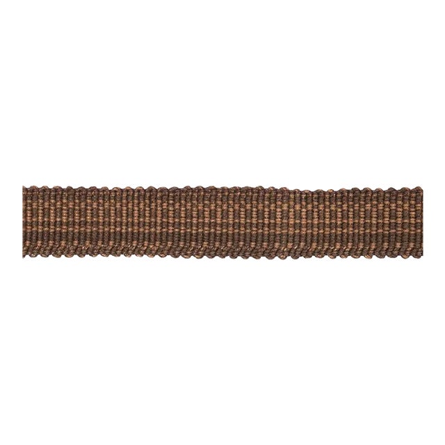 SAMPLE - Schumacher Cotton Strie Tape Narrow In Chestnut 1/2" For Sale