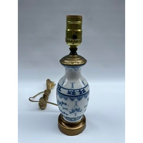 Small Antique Blue and White Chinese Porcelain Lamp For Sale - Image 4 of 9