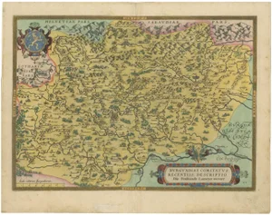 Ornate Map of Burgundy County by Ferdinand De Lannoy, 1579