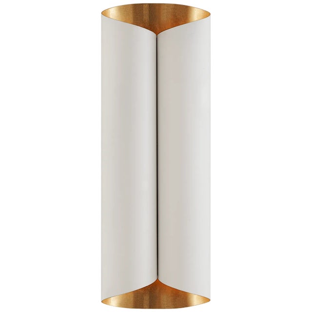 Selfoss Large Sconce in Plaster White and Gild Designer: AERIN Height: 23" Extension: 4.75" Backplate: 4.75" x 18"...