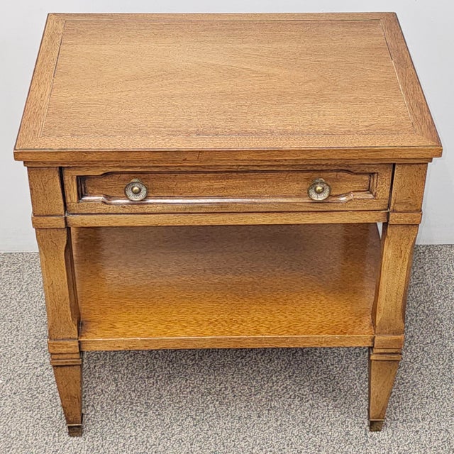 Mid Century Italian Tuscan Style Walnut Single Drawer Bedside Table For Sale - Image 4 of 9