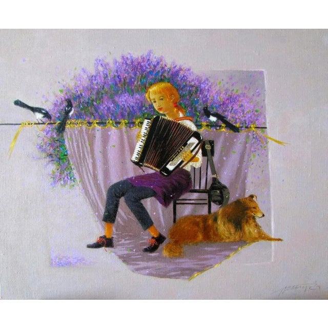 Tatyana Palchuk, Violet Melody (Accordion Time), 2014, Oil on Canvas For Sale - Image 7 of 7