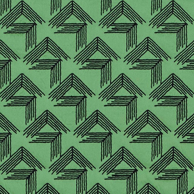 Sample - Schumacher X Miles Redd V Step Fabric in Loden For Sale