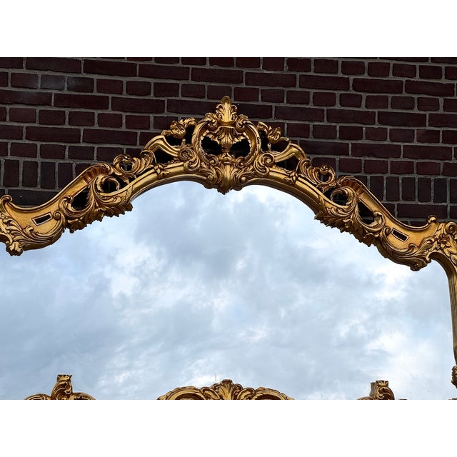 1950 Italian Rococo Gold Beech Wood Mirror - 1 Pc For Sale - Image 4 of 15