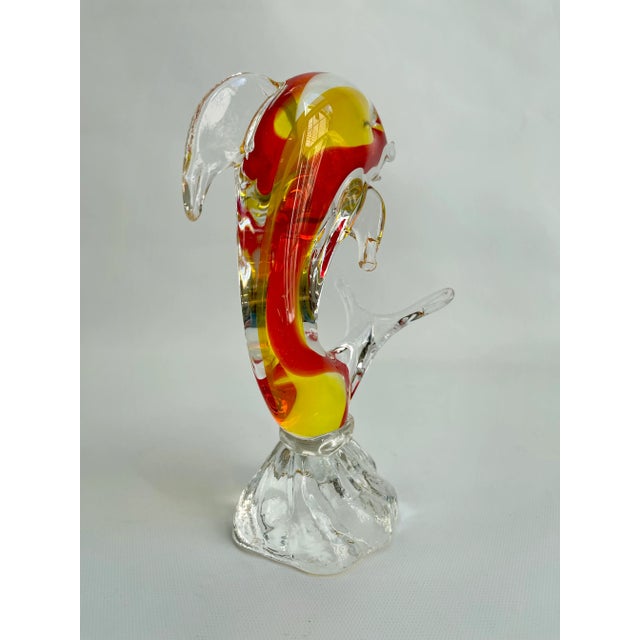 Mid 20th Century 1960s Mid- Century Murano Art Glass Dolphin Fish Sculpture For Sale - Image 5 of 8