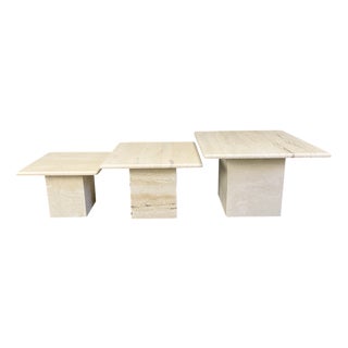 Vintage Travertine Nesting Tables, 1970s, Set of 3 For Sale