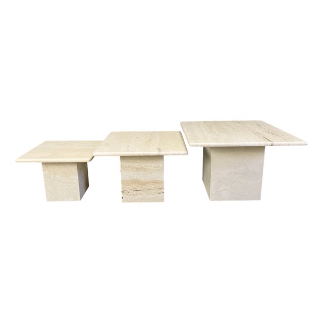 Vintage Travertine Nesting Tables, 1970s, Set of 3 For Sale