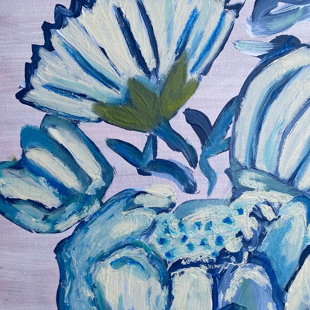 2020s Original Framed Oil Acrylic Botanical Painting, Organic Boho Art Floral Wall Art, 13" X 13" by Tatiana Duperault For Sale - Image 5 of 5