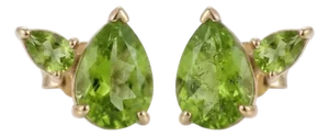 Green Peridot Stud Earrings | 925 Silver Gemstone Dual Studs | Elegant Everyday Earrings | Gift for Her - A Pair
