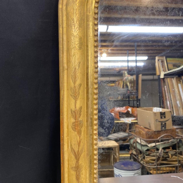 Wood French Gold Wall Mirror Louis Philippe Gold Leaf Giltwood 19th Century For Sale - Image 7 of 8