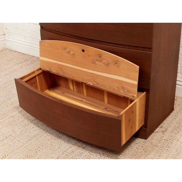 Mid 20th Century Five Drawer Bowed Front Art Deco Dresser Highboy For Sale - Image 11 of 11