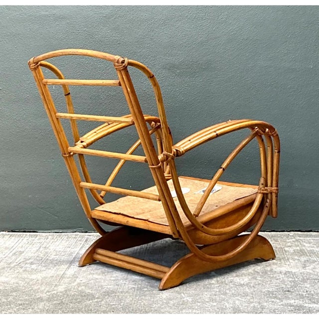 Vintage Heywood Wakefield Rattan Springer Lounge Chair For Sale - Image 4 of 12