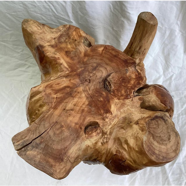 Brown 1980s Vintage Cabin Tree Root Trunk Stool For Sale - Image 8 of 9