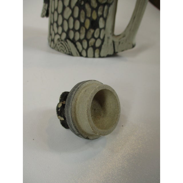 Vintage Chinese Yixing Zisha Handmade Pottery Segment Mud Clay Tree Trunk Bug Tea Pot For Sale - Image 11 of 12