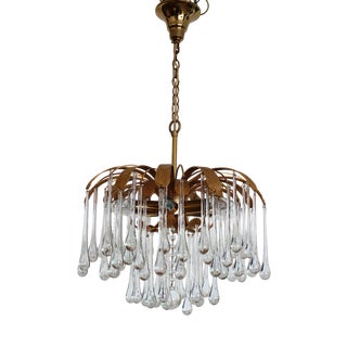 Brass Crystal Drop Chandelier from Palwa, 1960s For Sale