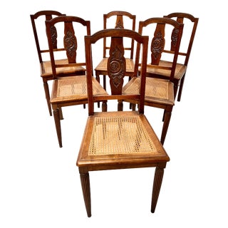 Antique Art Deco Chairs in Walnut, 1900s, Set of 6 For Sale