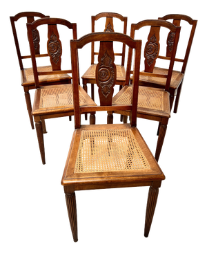 Antique Art Deco Chairs in Walnut, 1900s, Set of 6