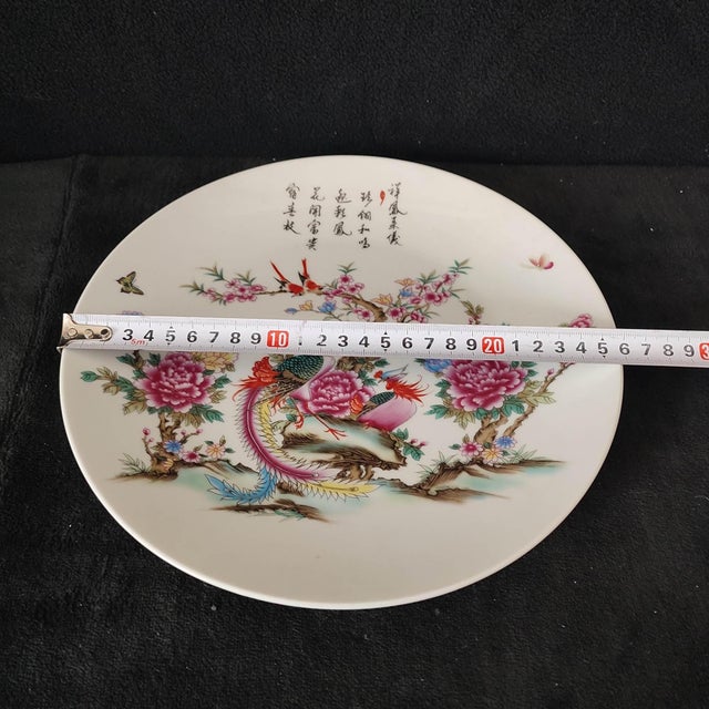 Chinese Ceramic Plate,Famille Rose Porcelain Plate Hand Painted Flowers and Phoenix Pattern For Sale - Image 10 of 11