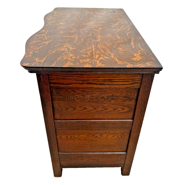 19th Century Victorian Tiger Oak Credenza / Side Cabinet With Serpentine Front For Sale - Image 9 of 13