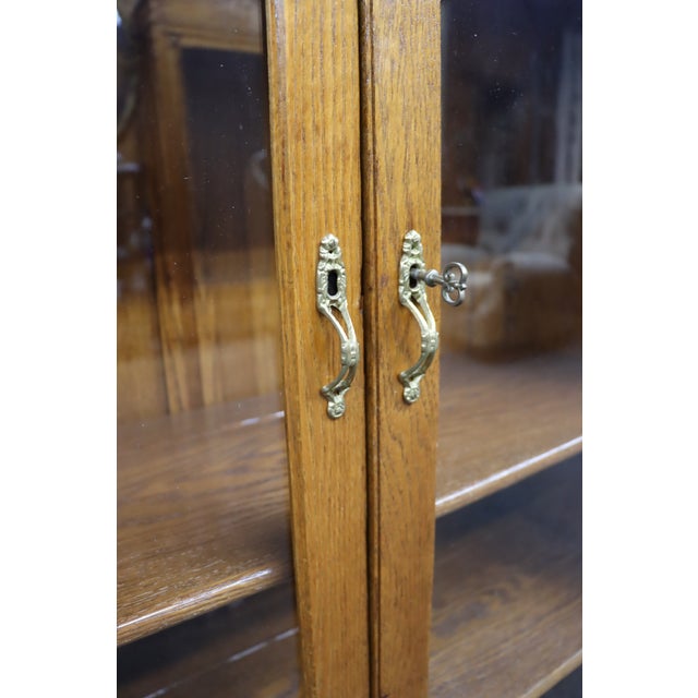 Victorian Oak Two-Door Glass Bookcase With Adjustable Shelves, Circa 1900 For Sale In Philadelphia - Image 6 of 11