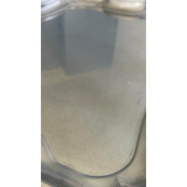 Silver Vintage French Bistro Style Stainless Steel and Silver-Plated Metal Serving Tray, 1970s For Sale - Image 8 of 9
