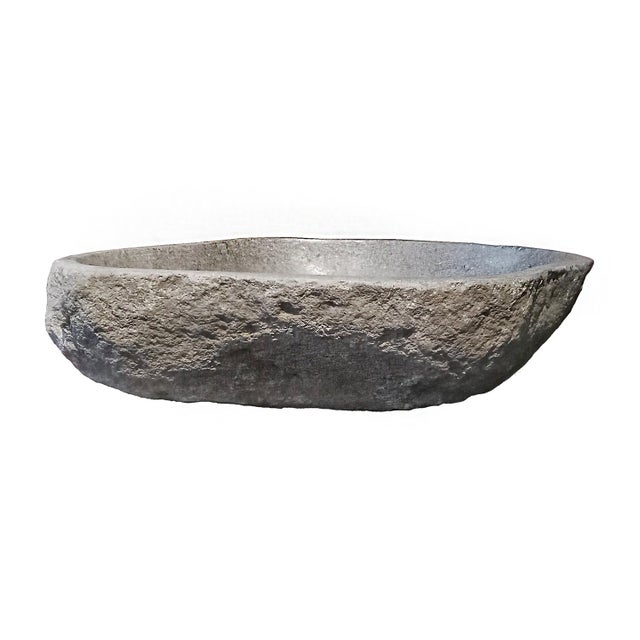2020s Hand-Carved Stone Basin, Indonesia, Contemporary For Sale - Image 5 of 17