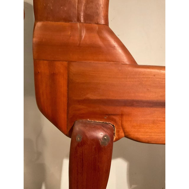 Large carved wood horse made by artist Nancy Dodson in the 1960s. Real horse hair for tail.