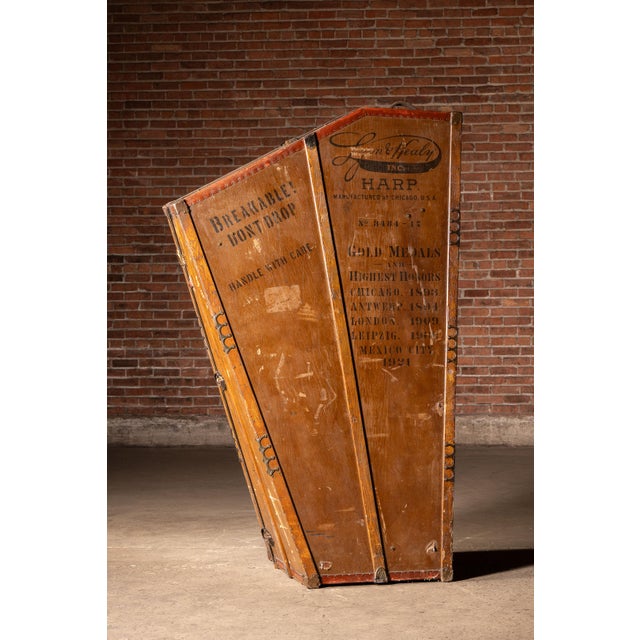 Antique Wooden Lyon & Healy Harp Case For Sale - Image 4 of 14