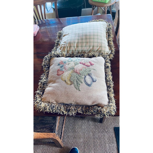 Vintage Fruit Motif Needlepoint Pillows - a Pair For Sale - Image 4 of 7