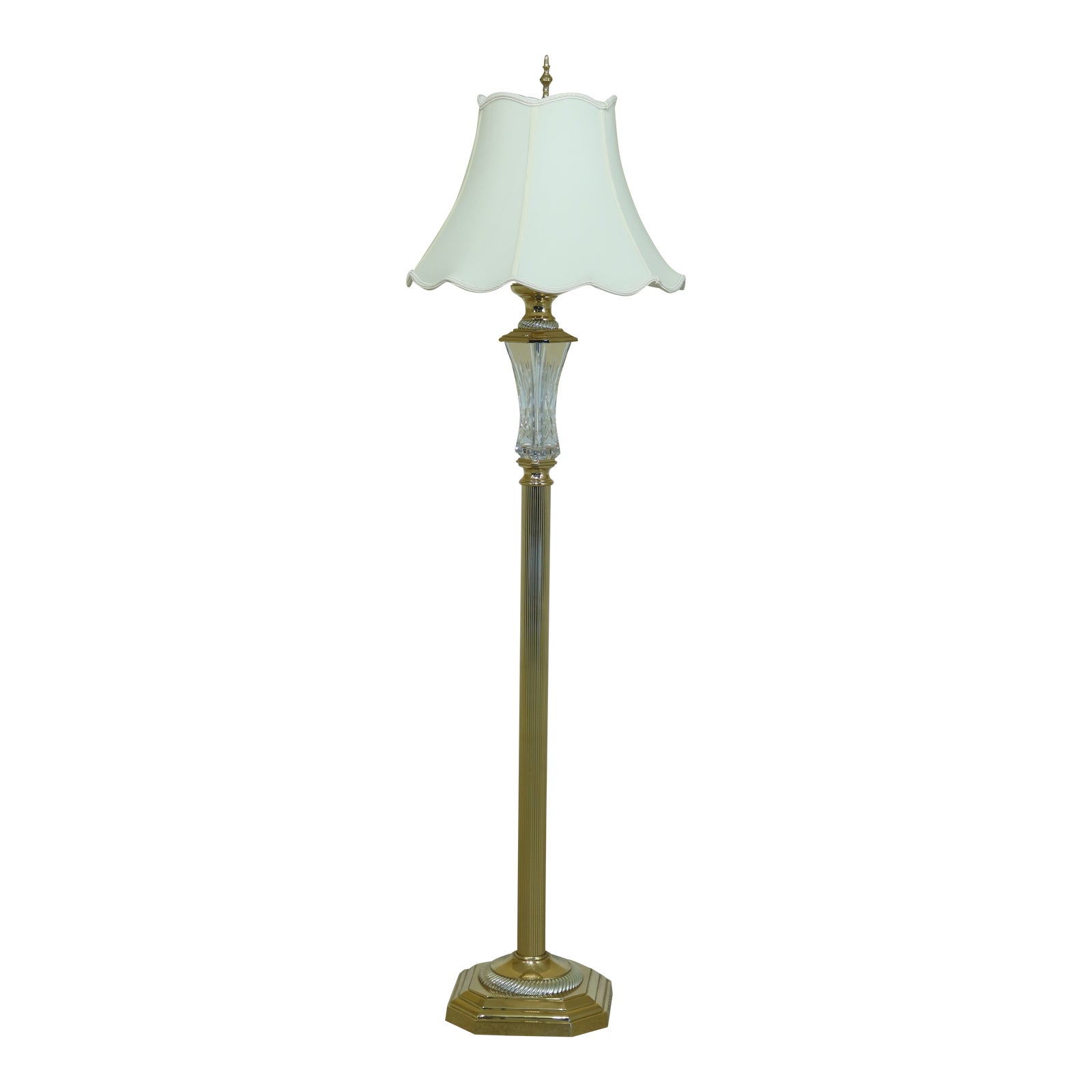 Waterford Crystal & Brass Tall Floor Lamp W. Shade Chairish