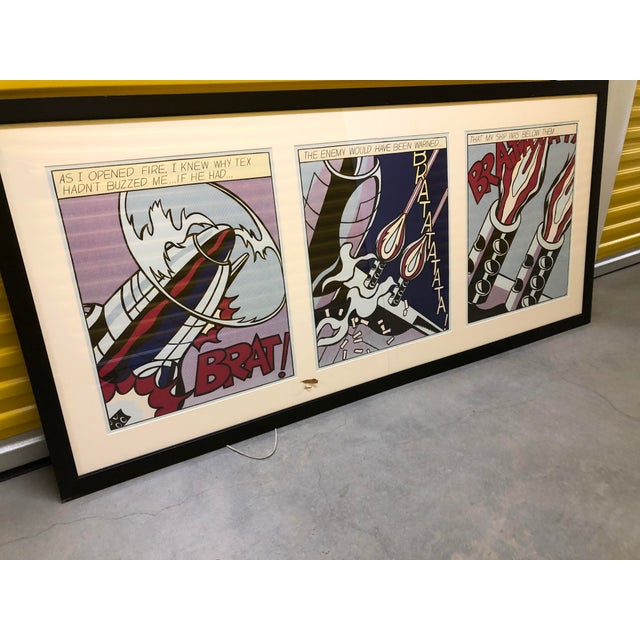 Roy Lichtenstein 1983 'As I Opened Fire' Original Pop Art Triptych Roy Lichtenstein Poster Set, Famed in a black frame...