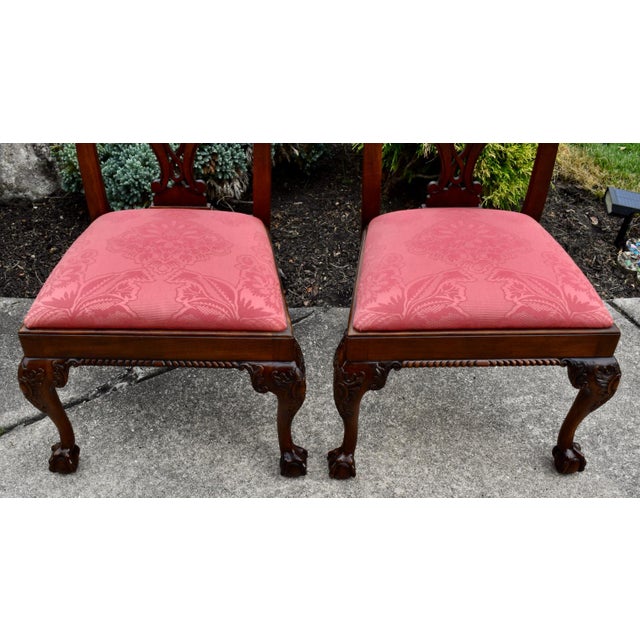 1980s Henredon Chippendale Mahogany Dining Chairs Vintage Ball & Claw Set of 2 For Sale - Image 5 of 18