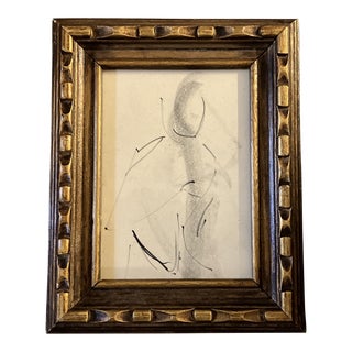 1950’s Original Abstract Charcoal Figure Study Drawing Vintage Frame For Sale