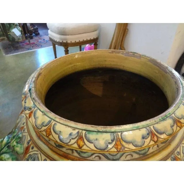Ceramic Large 1920's Italian Glazed Terracotta Urn For Sale - Image 7 of 11
