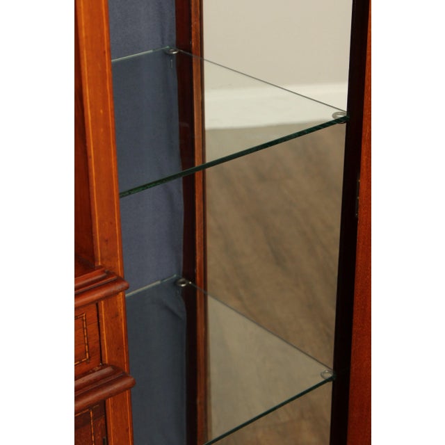 Antique Edwardian Mahogany Carved and Inlaid Double Display Etagere Cabinet For Sale - Image 12 of 12