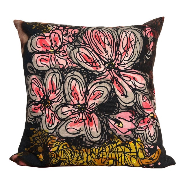 CB2 Midnight Flower Pillow For Sale