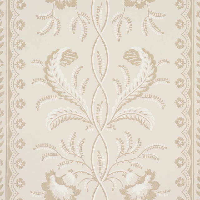 SAMPLE - Schumacher Bell Flowers Wallpaper In Neutral For Sale
