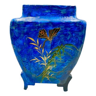 Japanese Art Nouveau Painted Lapis Lazuli Centrepiece or Cache-Pot, 1890s For Sale