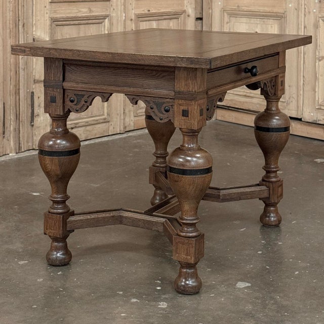 19th Century Dutch Jacobean Style Oak Table With Ebonized Trim For Sale - Image 12 of 18