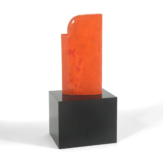 This stunning abstract ceramic sculpture by James Marshall features a minimalist form with a richly textured glaze in a...